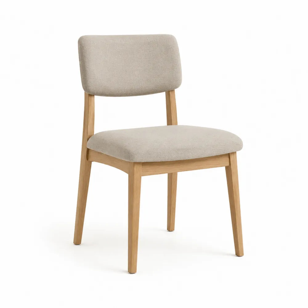 Esszimmerstuhl Polsterstuhl Polyesterbezug Massivholz Gestell Beige Natur 50 x 56 x 82 cm