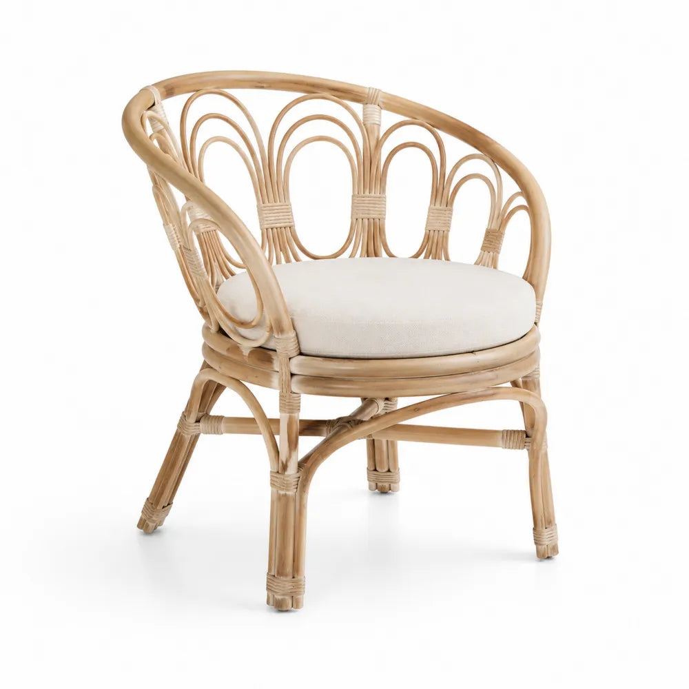 Esszimmerstuhl Rattanstuhl Armlehnstuhl Rattan Sitzkissen Natur Beige 70 x 75 x 85 cm