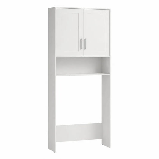 Waschmaschinenschrank mit Türen Ablagefächern MDF Weiß 64 cm x 25 cm x 190 cm