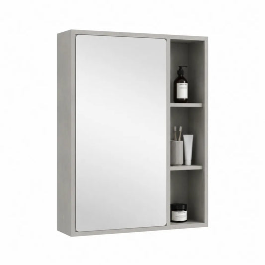 Spiegelschrank Badezimmer mit seitlichen Ablagefächern MDF Spiegel grau 80 x 15 x 70 cm