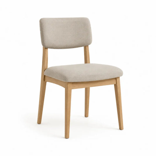 Esszimmerstuhl Polsterstuhl Polyesterbezug Massivholz Gestell Beige Natur 50 x 56 x 82 cm
