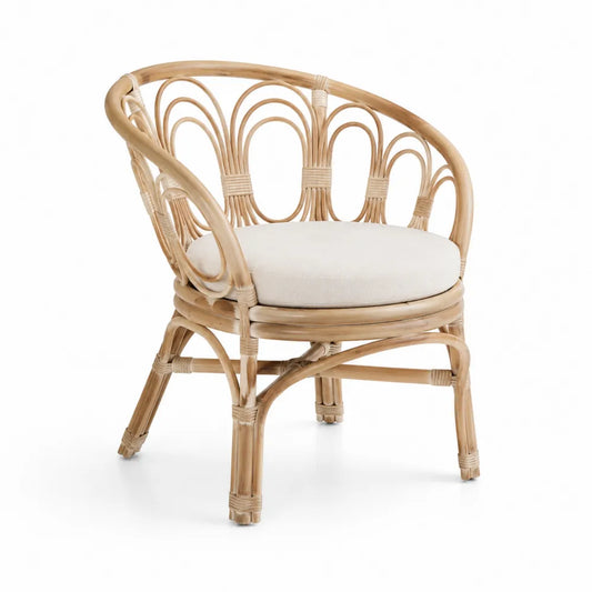 Esszimmerstuhl Rattanstuhl Armlehnstuhl Rattan Sitzkissen Natur Beige 70 x 75 x 85 cm